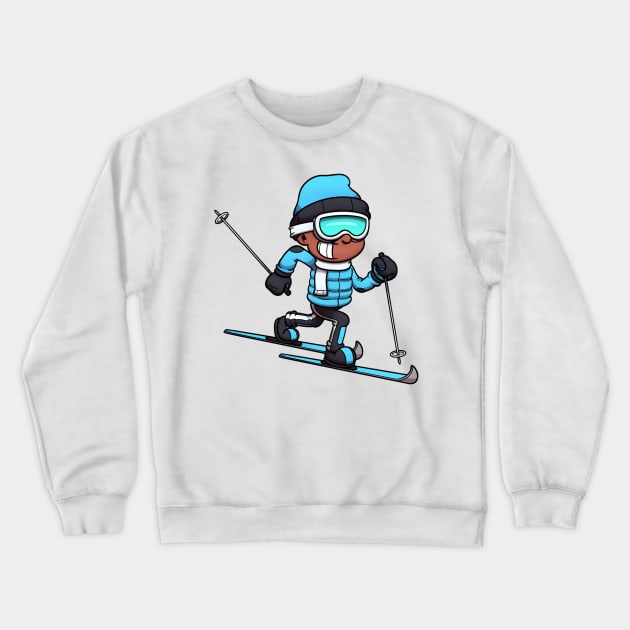 Cross Country Skiing Boy Crewneck Sweatshirt by TheMaskedTooner